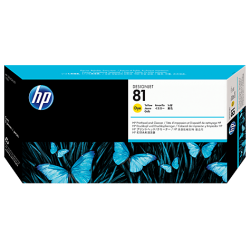 HP C4953A, HP 81, Печатающая головка DesignJet для чернил на основе красителя, Желтая, со средством очистки (C4953A)