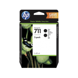 HP P2V31A, HP 711, Упаковка 2 шт., Струйные картриджи DesignJet, 80 мл, Черные (P2V31A)